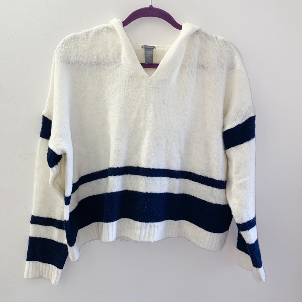 White Stripe Long Sleeve Hoodie